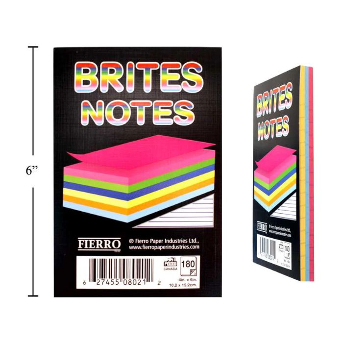 Bloc-note 4 po x 6 po multicolore ligné