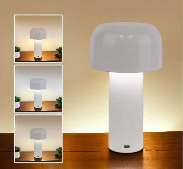 Lampe tactile DEL rechargeable avec fil USB 5 po x 8,25 po blanc