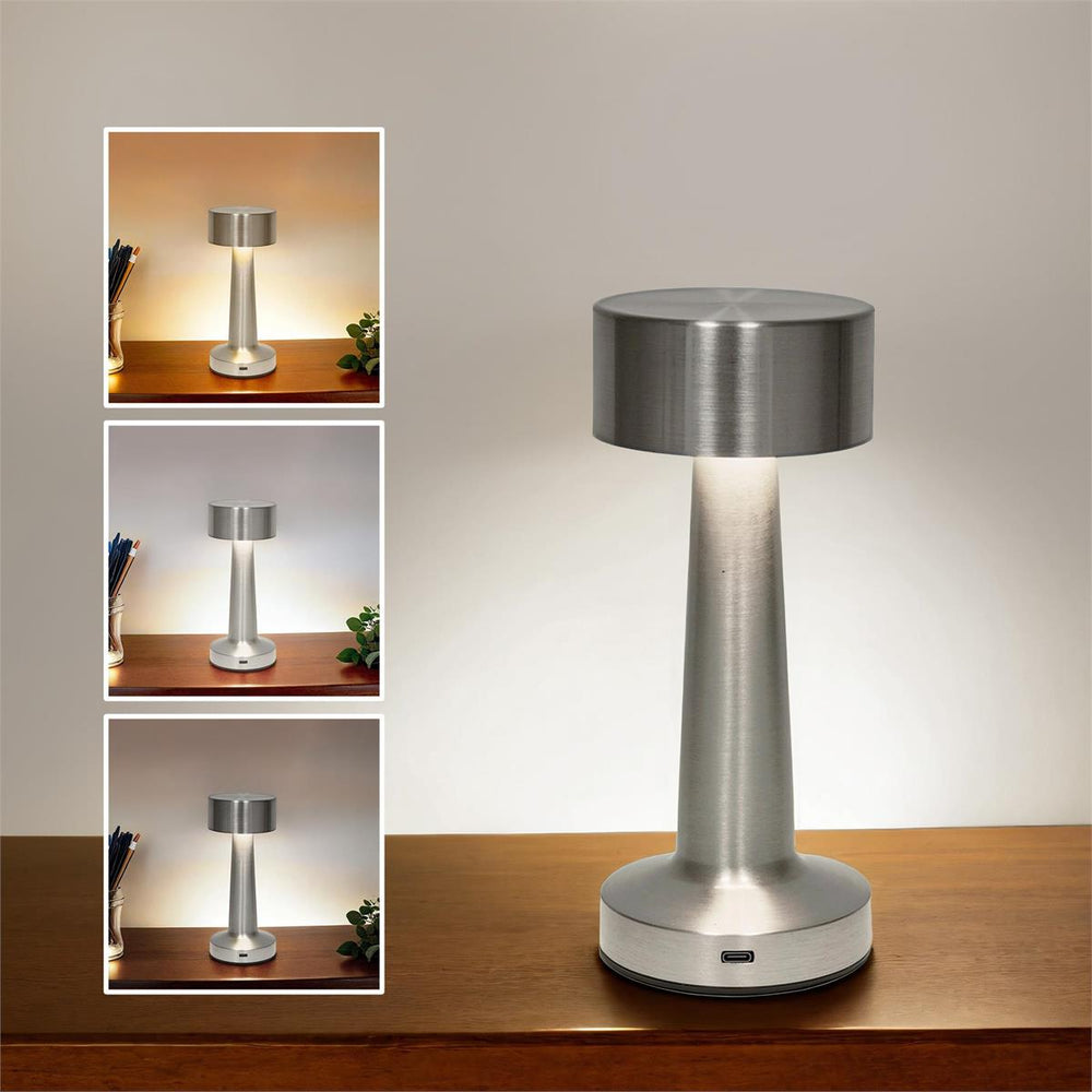 Lampe DEL 8 po tactile argent rechargeable USB