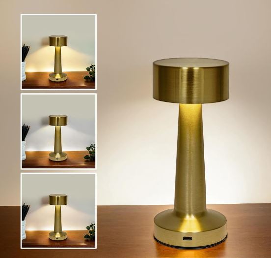 Lampe tactile DEL rechargeable avec fil USB 3,5 po x 8,25 po or