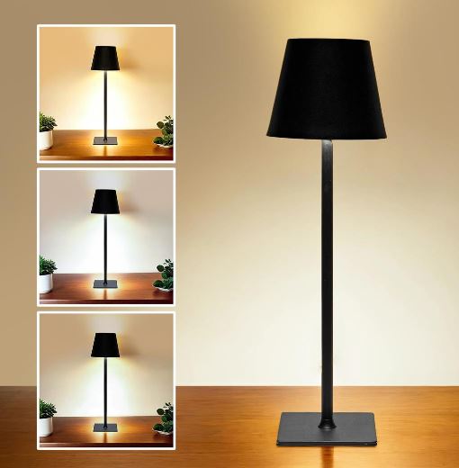 Lampe tactile DEL rechargeable avec fil USB 4,25 po x 14,25 po noir