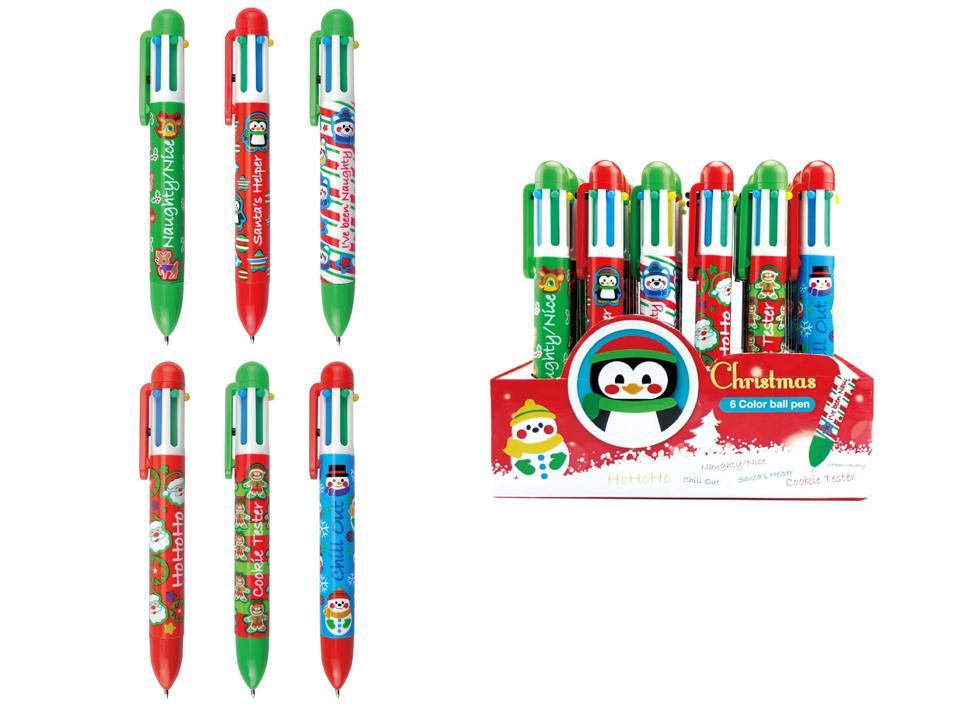 Stylo 6 couleurs-en-1 avec motif de Noël