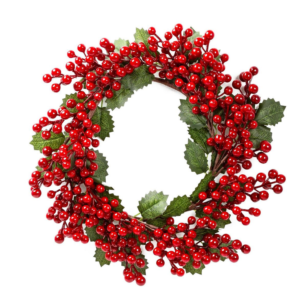 Couronne de baies rouges et feuillage 12 po