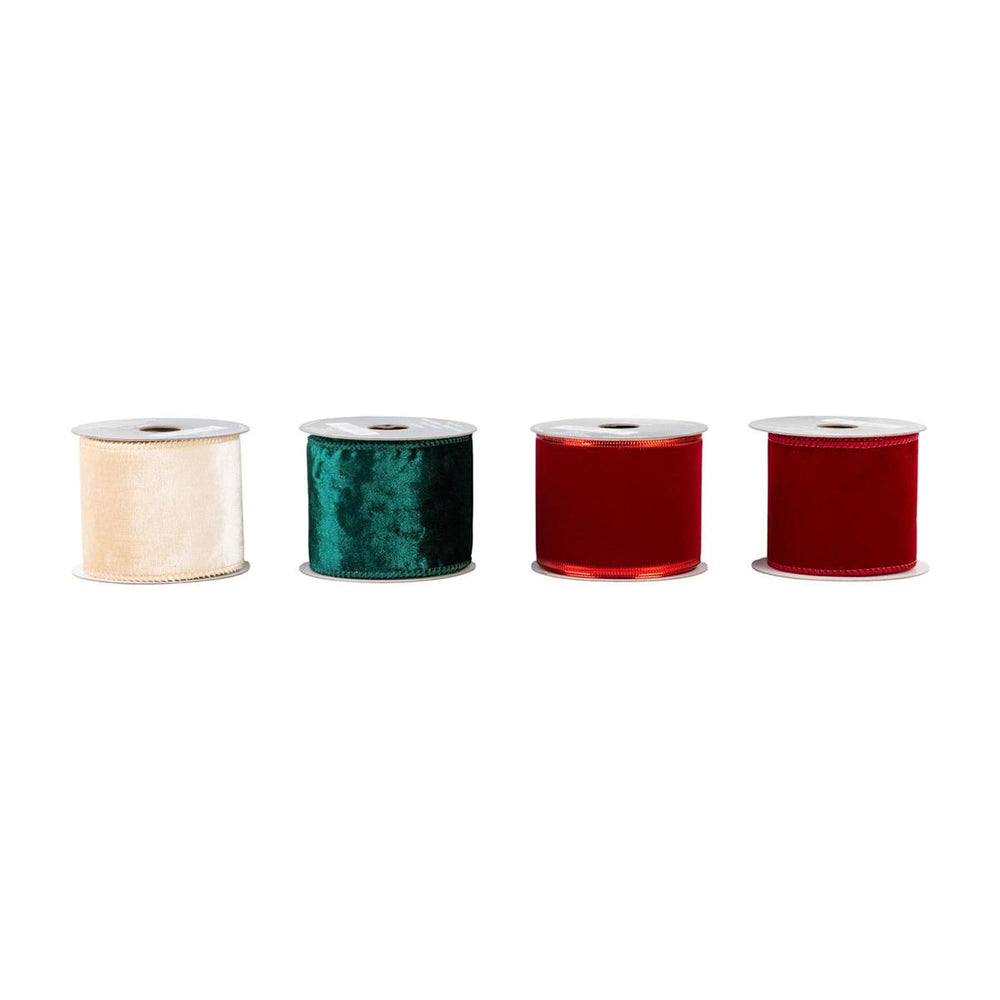 Ruban motif de Noël en velours 2,5 po x 9 verges