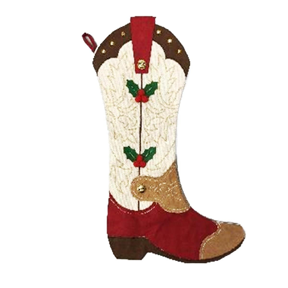 Bas de Noël 20 po botte de cowboy en faux suède