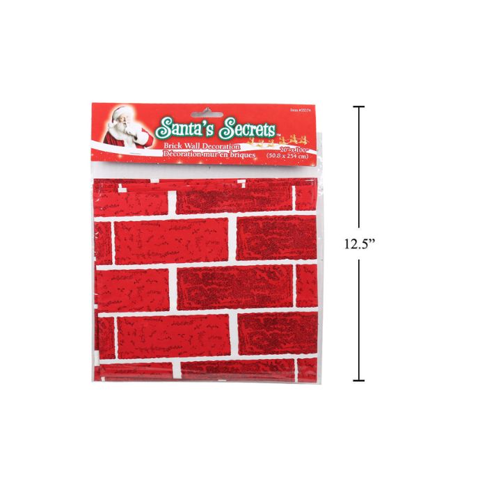 Décoration mur de brique rouge en plastique 20 po x 100 po