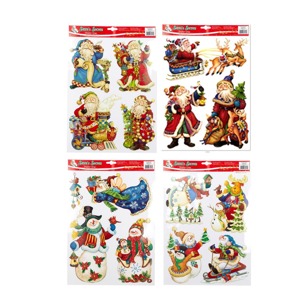 Autocollants de Noël pour fenêtre Père Noël/bonhomme de neige