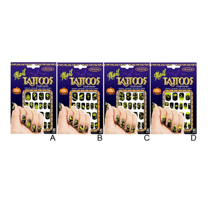 Autocollants d'Halloween pour ongles (x40) "Glow in the dark"
