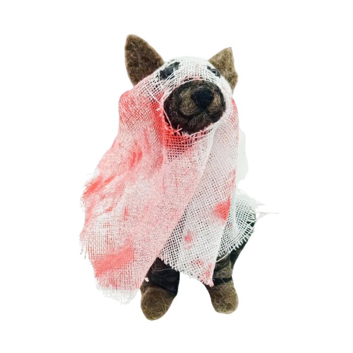 Ornement en feutre 4,3 po chien avec sang