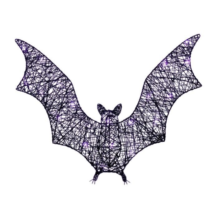 Chauve-souris noire 24 po x 4 po x 18,5 po avec 20 DEL mauve