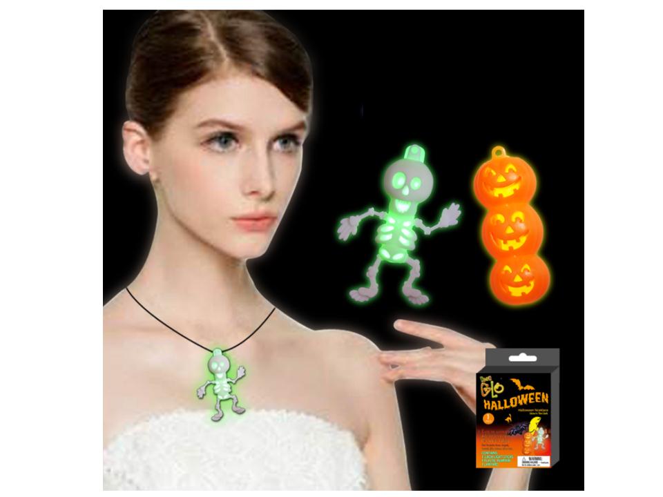 Collier avec squelette ou citrouille lumineux