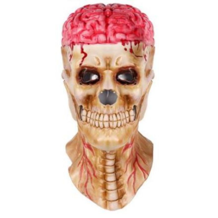 Masque complet tête de squelette avec cerveau