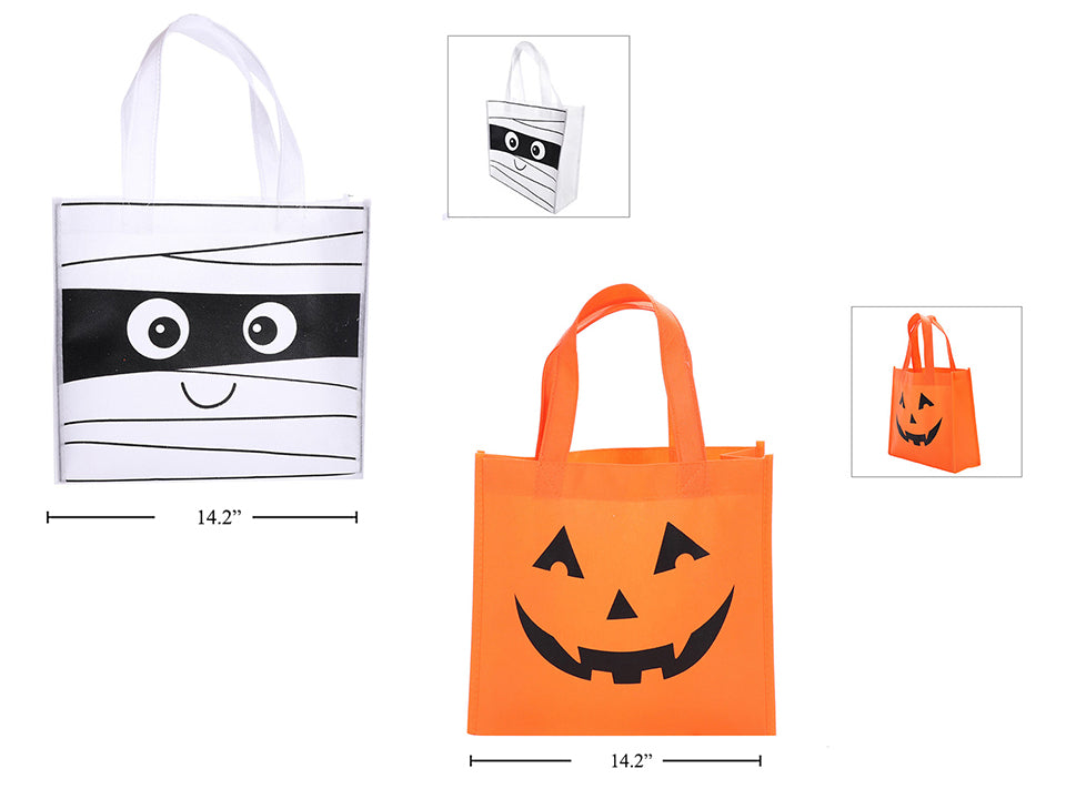 Sac pour cueillette de bonbons 12 po x 14 po visage d'Halloween