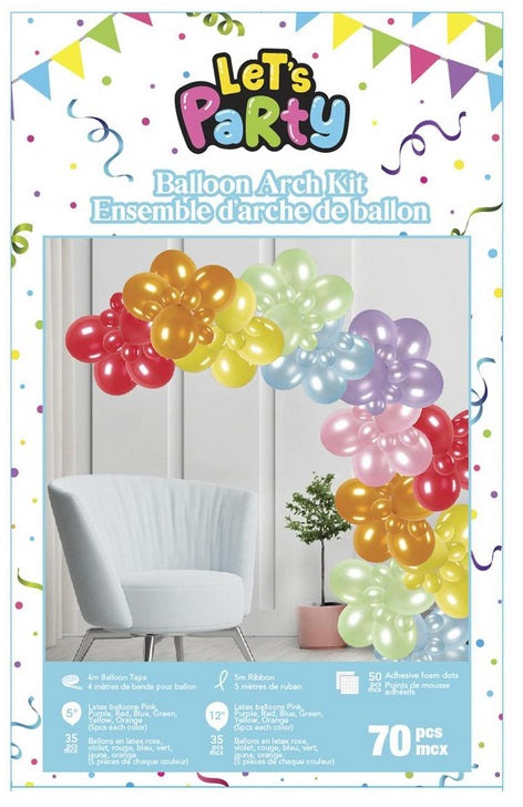 Ensemble d'arche de ballons multicolores (70 pièces)