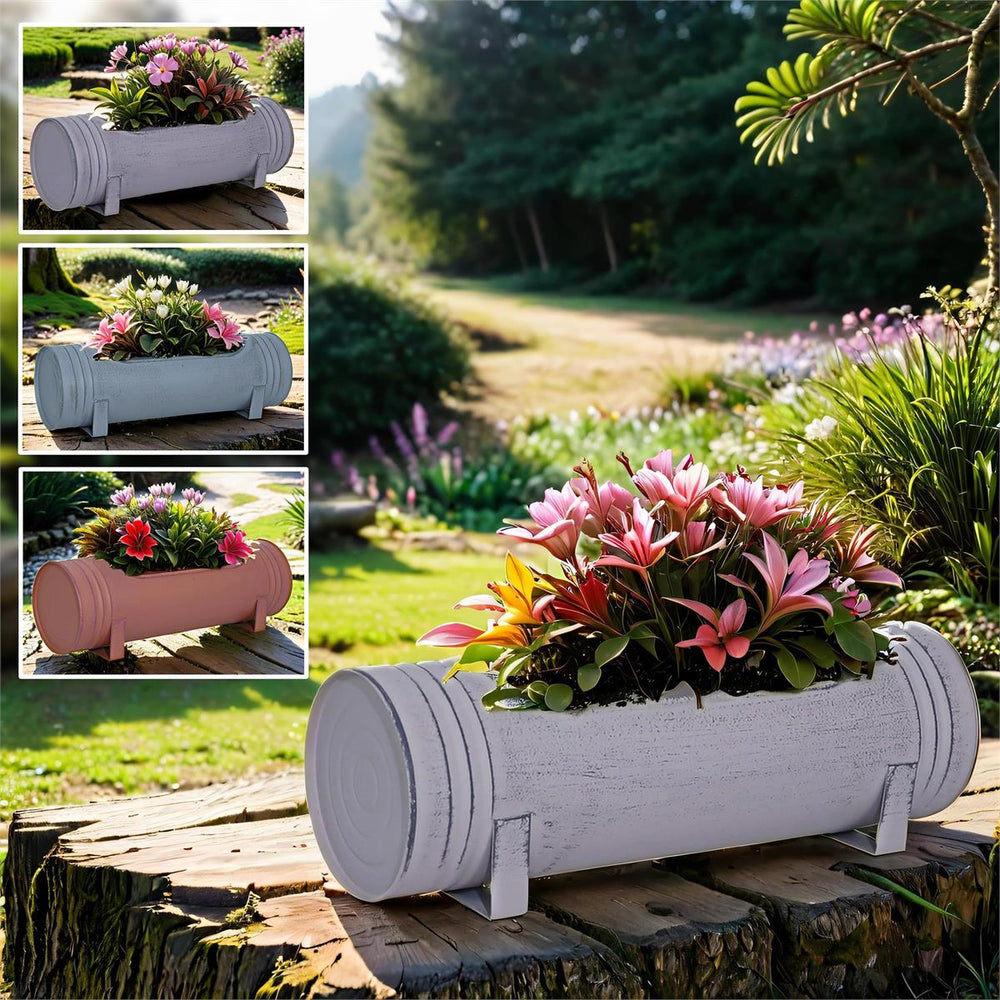 Jardinière 12 po x 4 po forme de bûche peinte