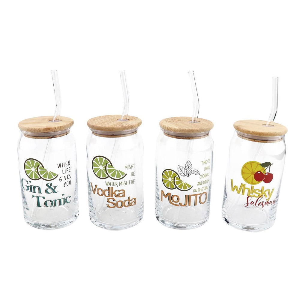 Verre en bambou 16 oz avec couvercle et paille