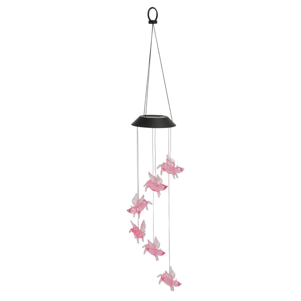 Carillon de cochons volants DEL solaire
