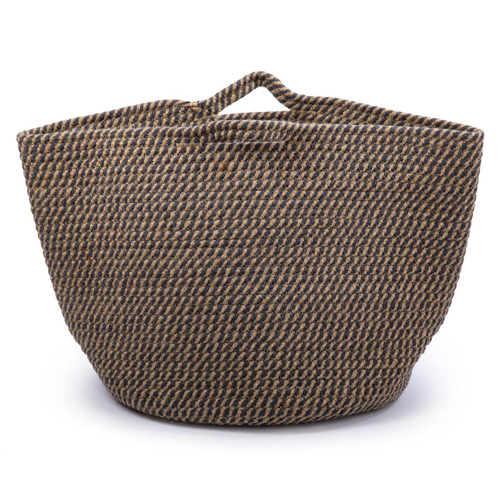 Panier rond tressé 16 po x 14 po noir