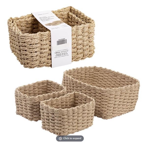 Panier de rangement en rotin (3 morceaux)