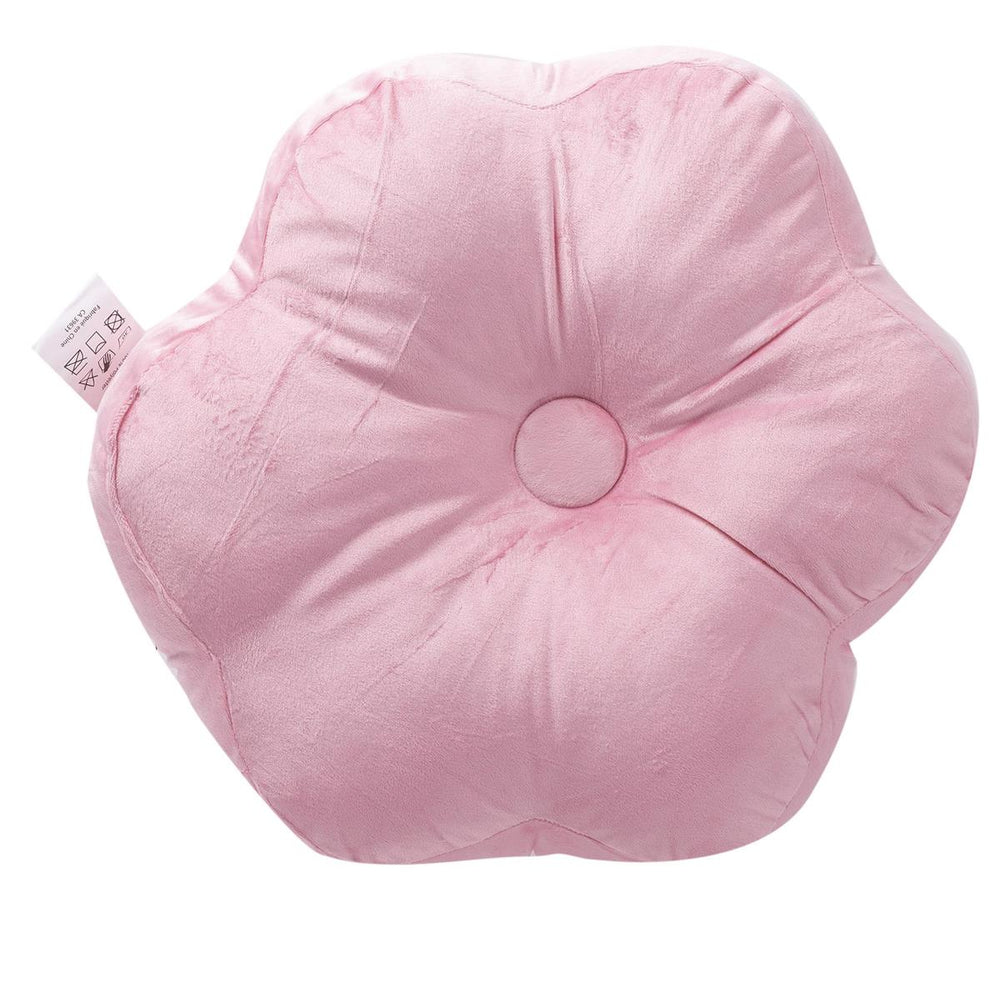 Coussin en velours en forme de fleur rose 17,5 po