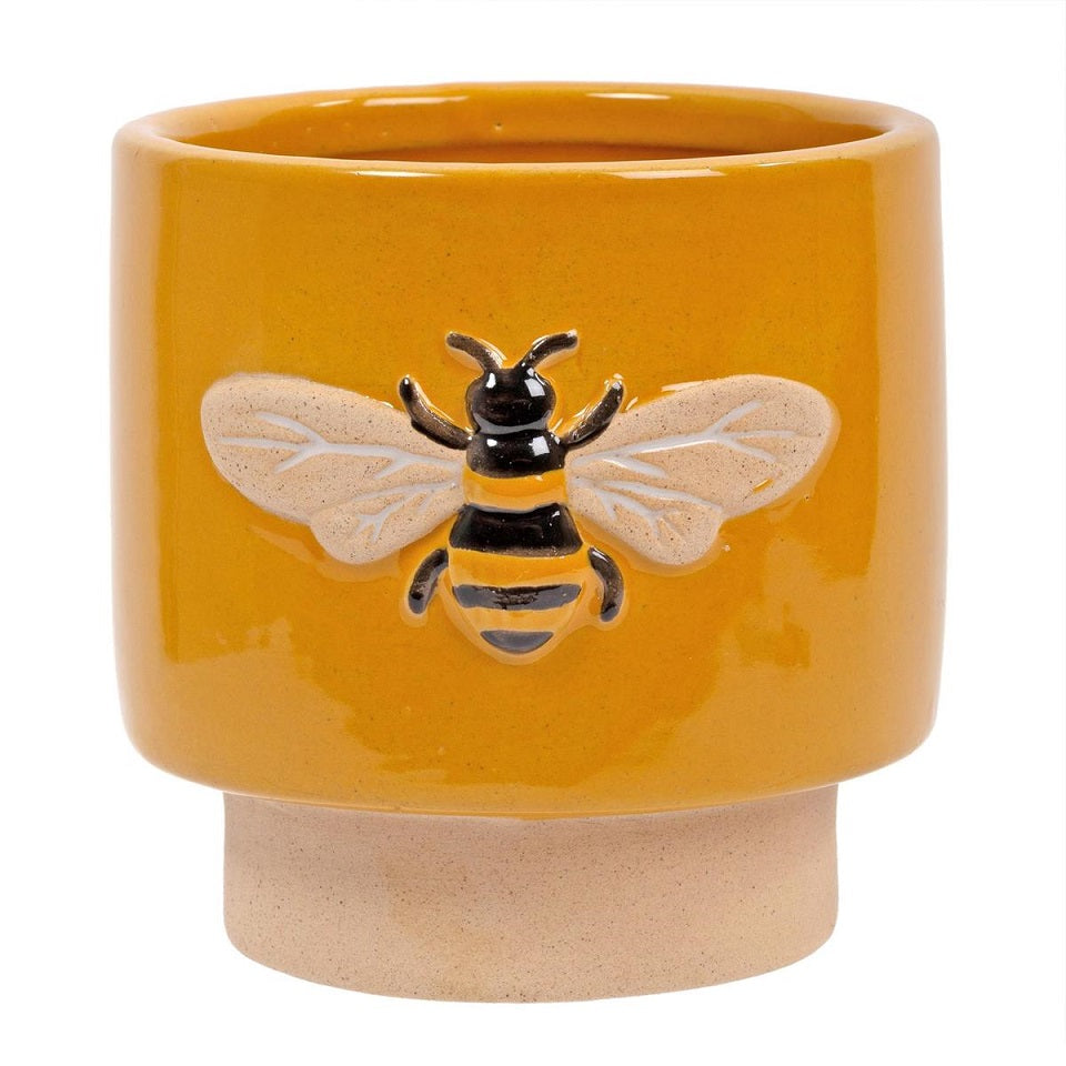 Cache-pot en céramique 4,5 po jaune avec abeille