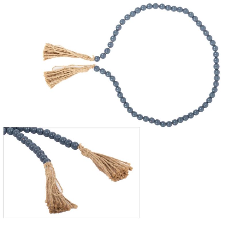 Guirlande de perles avec frange 46 po bleu marin
