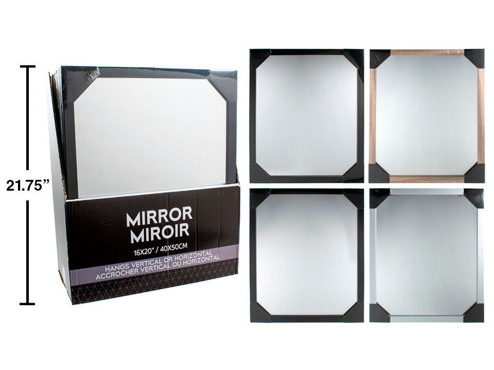 Miroir 16 po x 20 po cadre bois