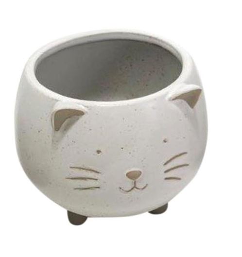 Cache-pot en céramique 5 po x 4 po chat beige