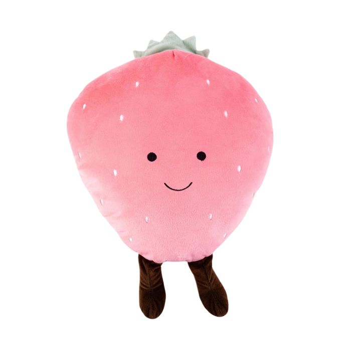 Coussin peluche 12 po x 20 po fraise