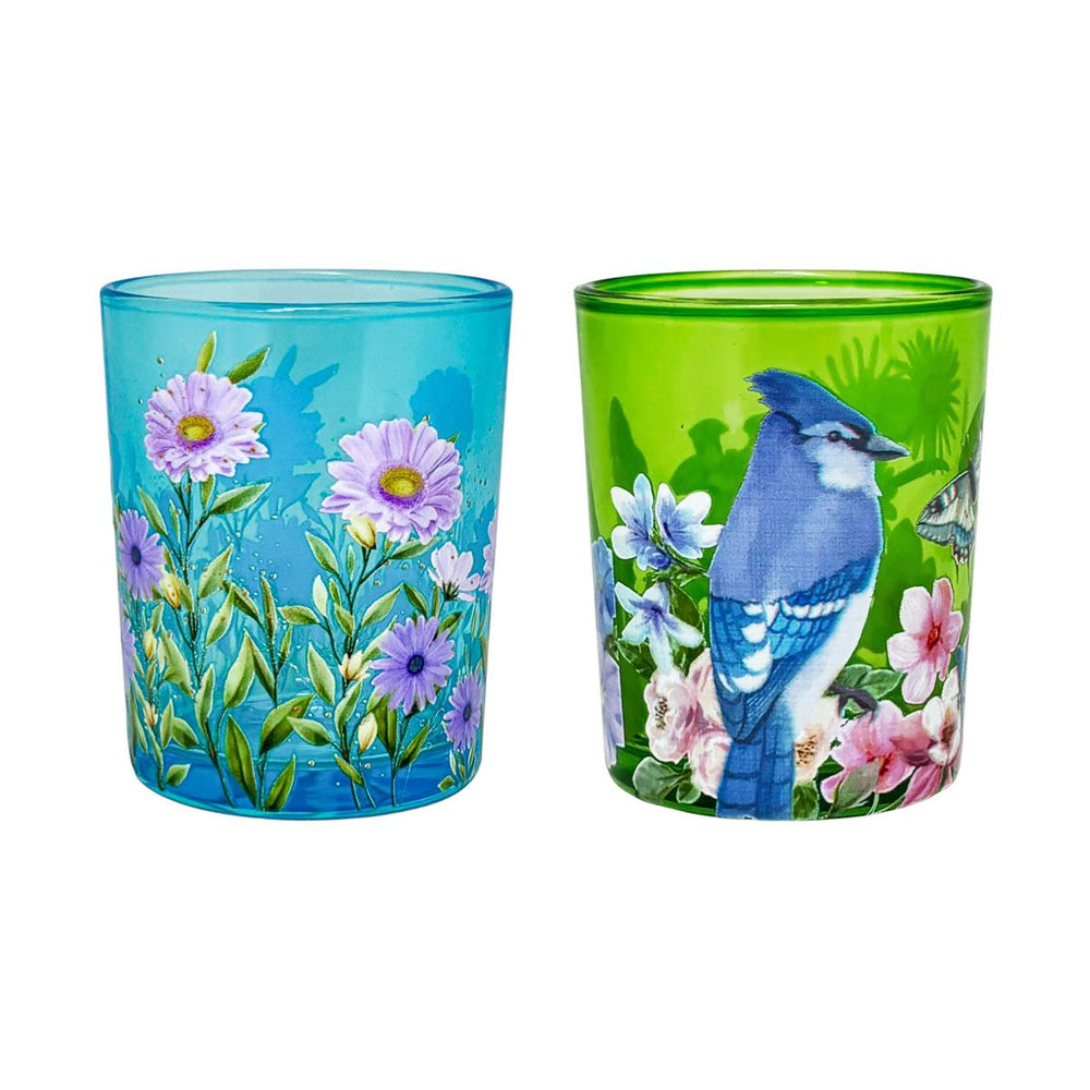 Bougeoir imprimé oiseau et fleur