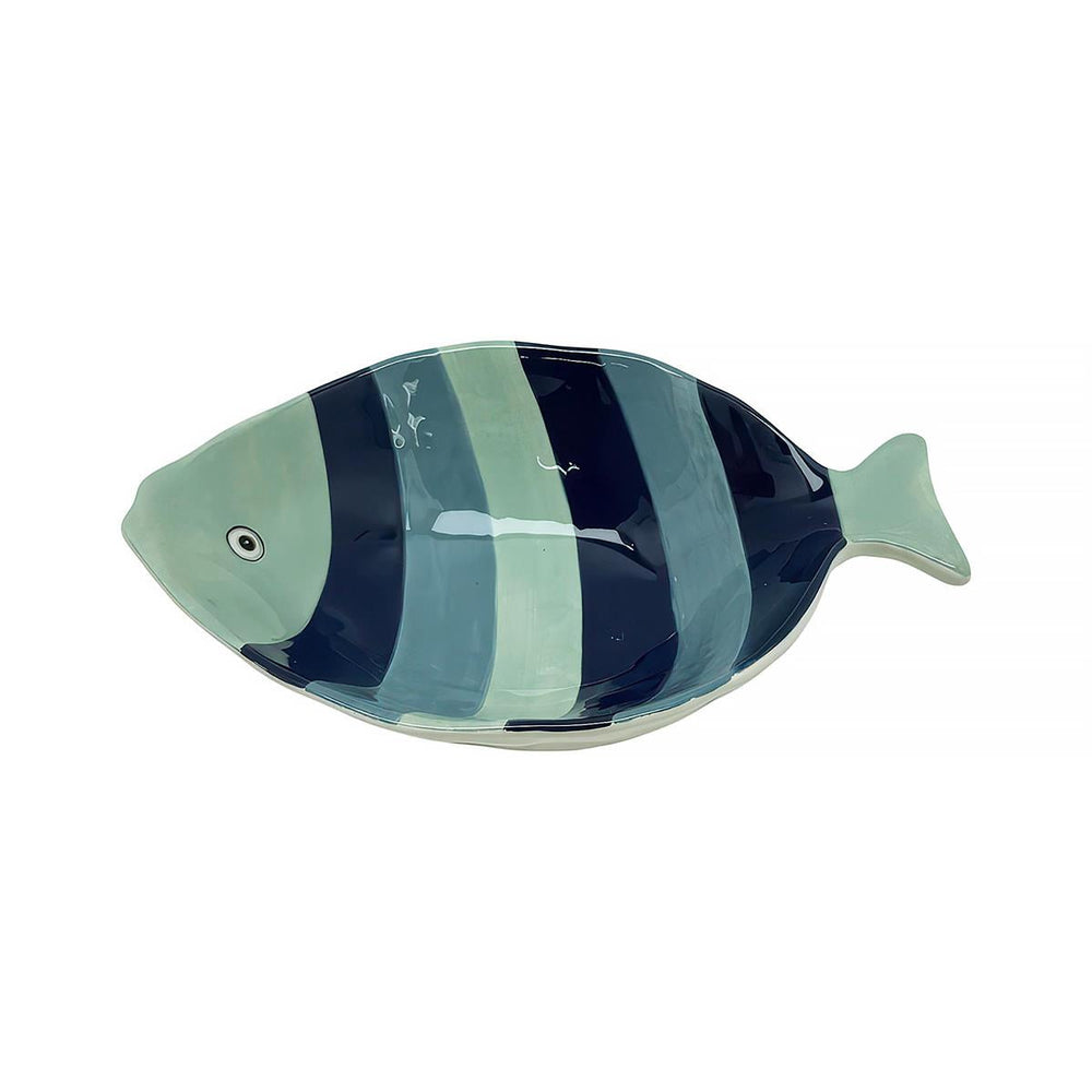 Bol décoratif poisson en céramique 8,8 po bleu et vert