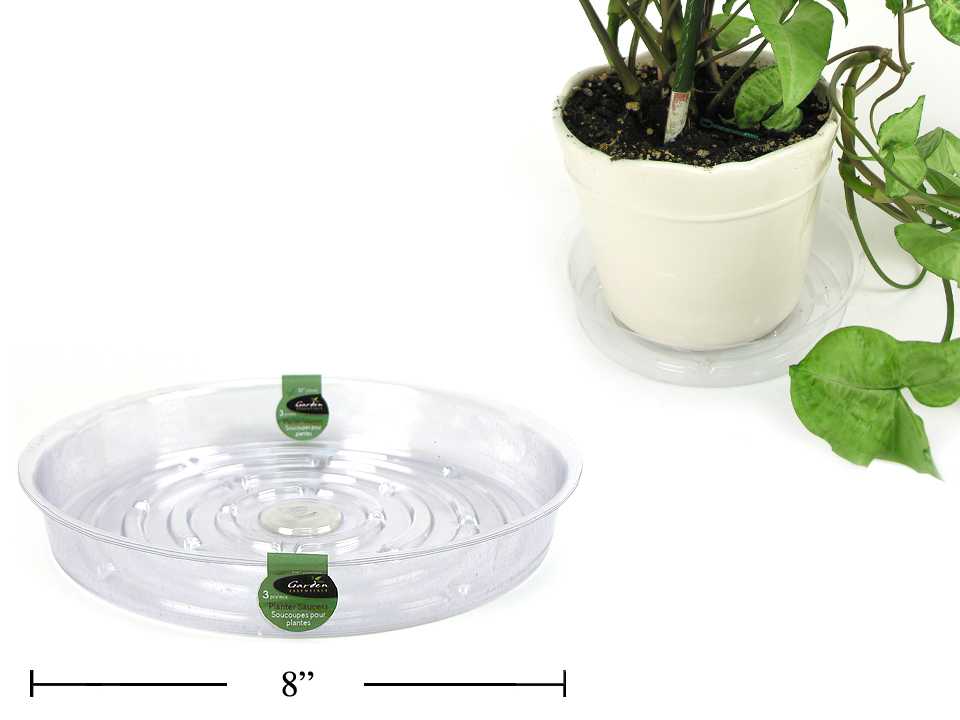 Soucoupe 8 po en plastique transparent (paquet de 4)