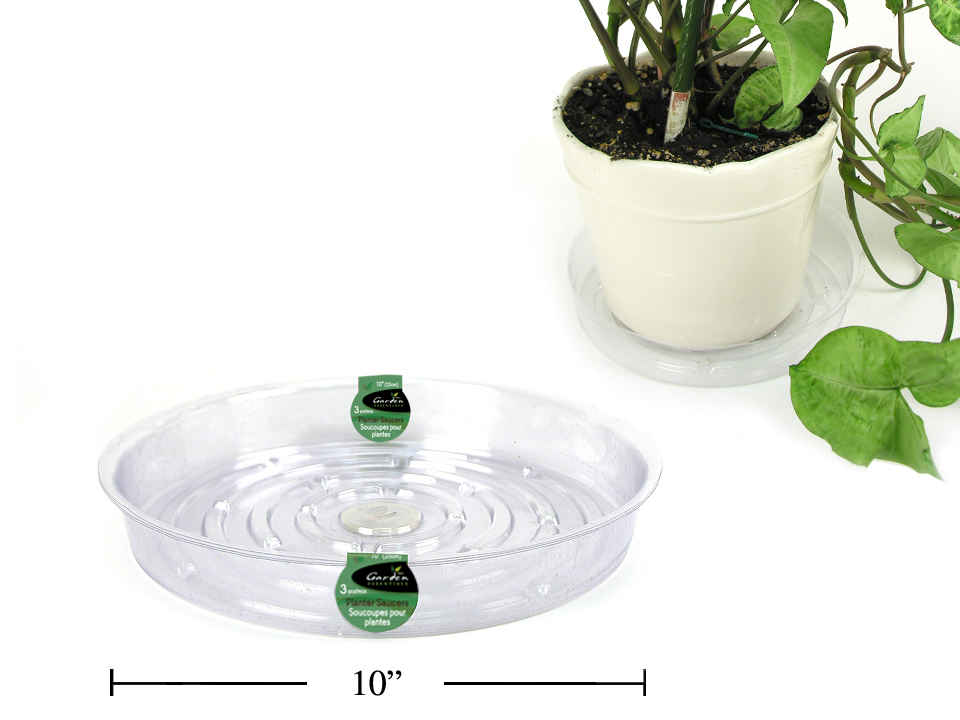 Soucoupe 10 po en plastique transparent (paquet de 3)