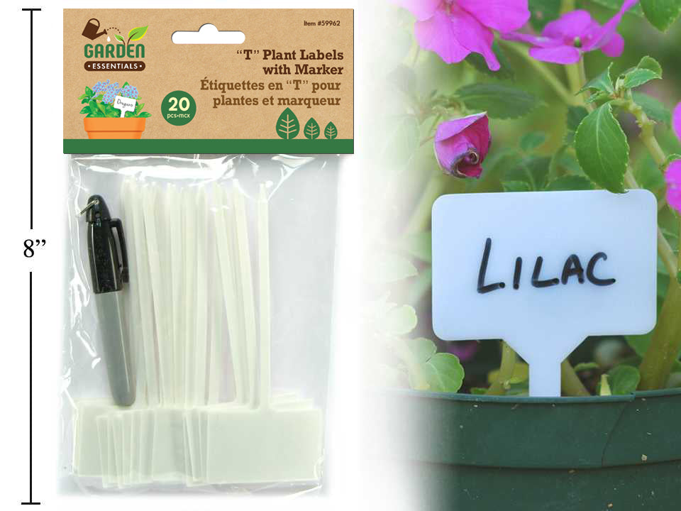 Étiquette en T pour plantes et marqueurs (paquet de 20)