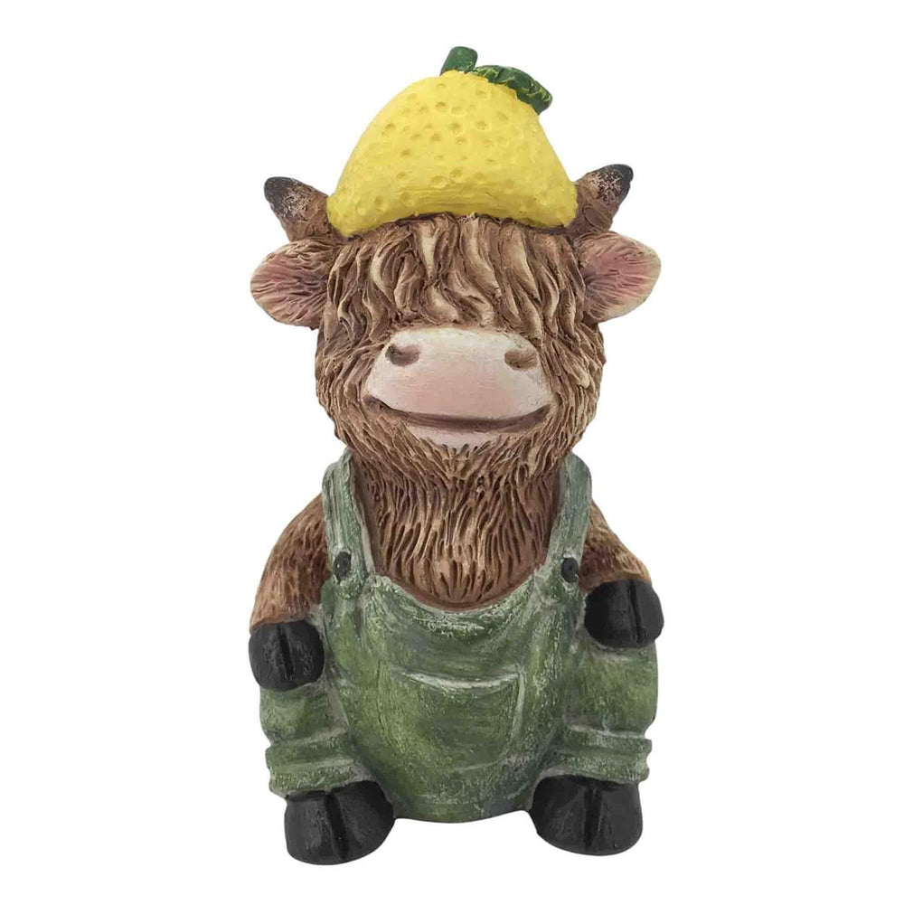 Vache Highland assise en polyrésine 2,9 po x 2,4 po x 5,5 po