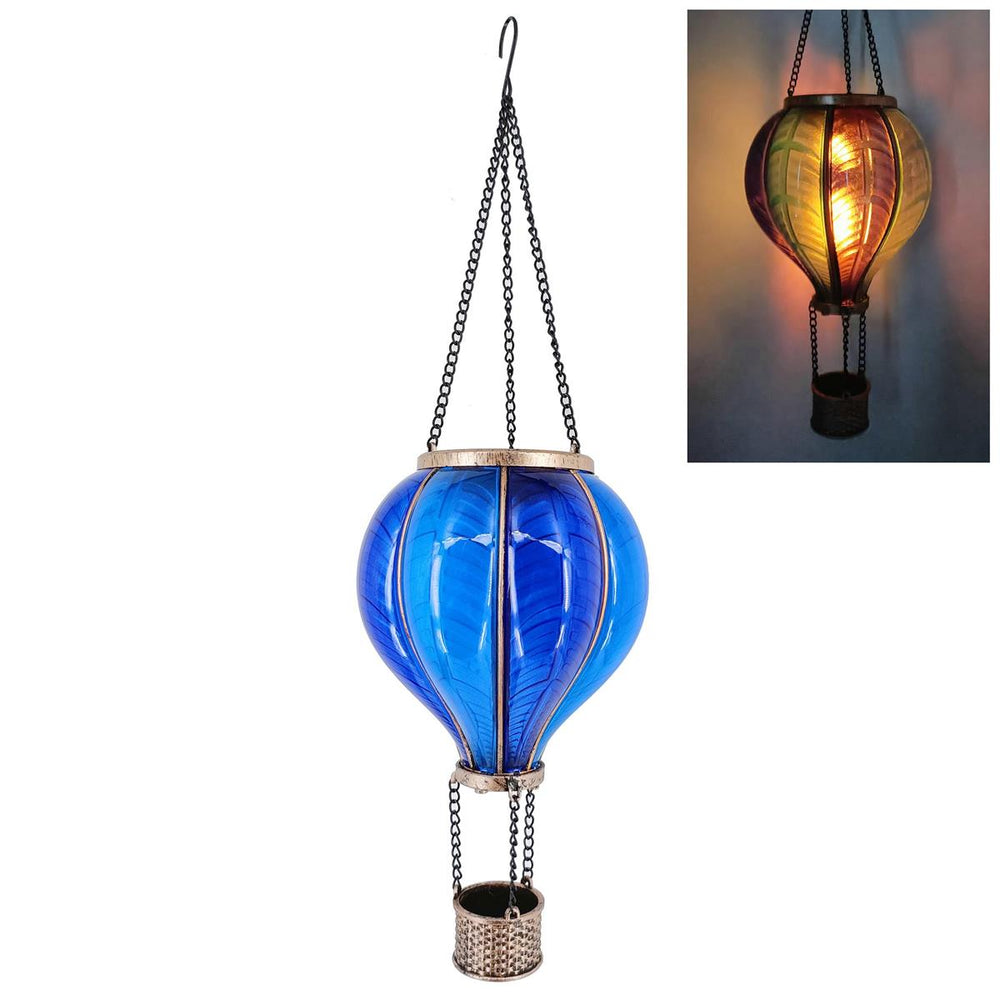 Lampe solaire DEL à suspendre 5,3 po x 5,3 po x 17,7 po montgolfière bleue