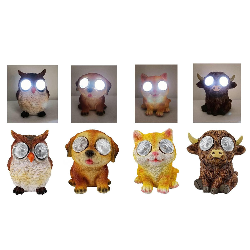 Lampe solaire en résine 2,6 po x 2,6 po x 3,3 po animaux