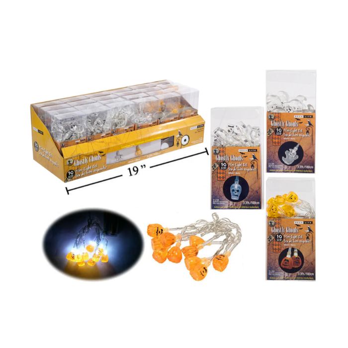 Jeu de 10 lumières DEL crâne ou citrouille à piles