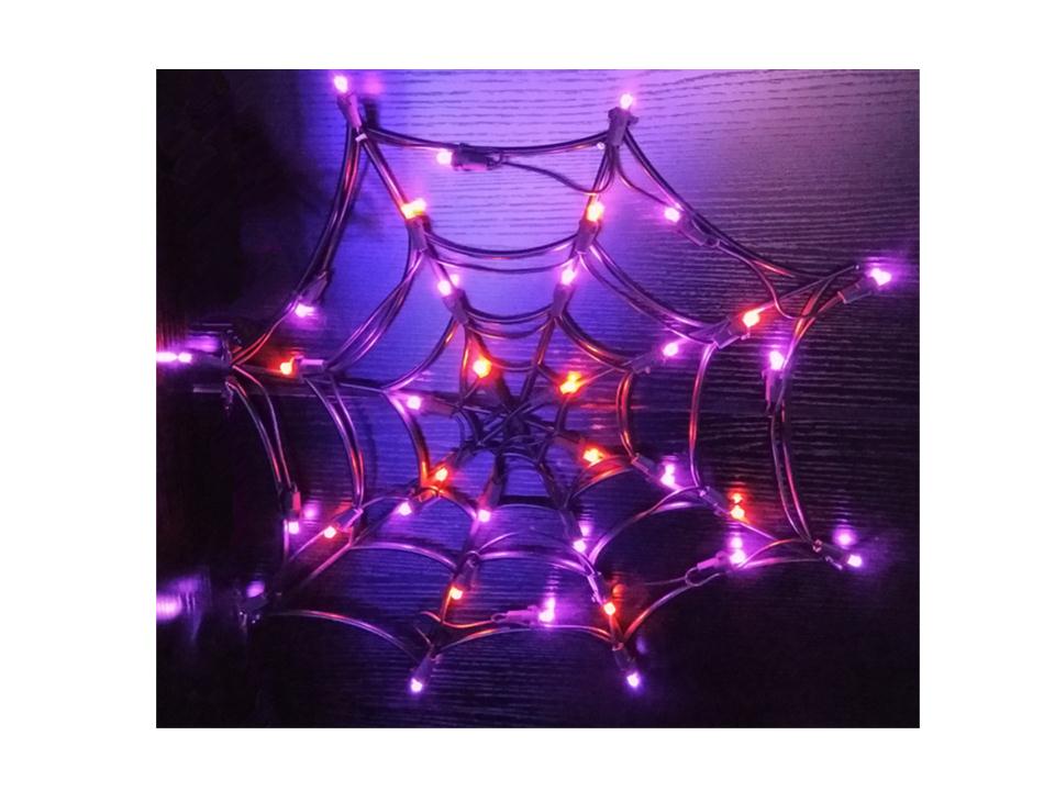 Toile d'araignée 25 po LED orange et mauve