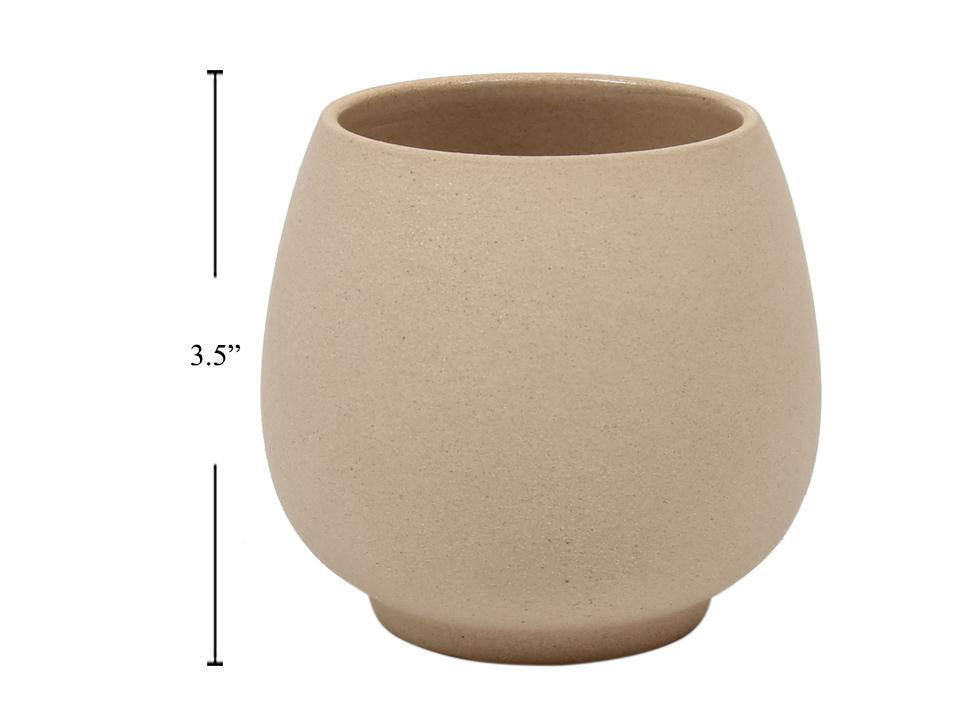 Pot en céramique rond 3,5 po x 3,25 po Diem beige