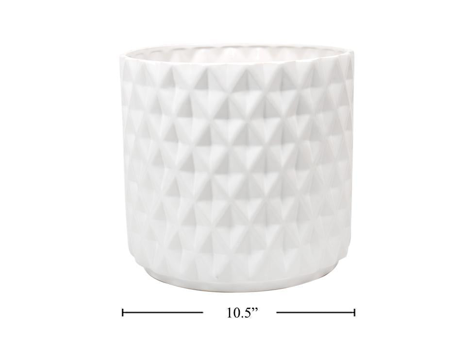 Pot rond en céramique 10,5 po x 9,75 po blanc diamant