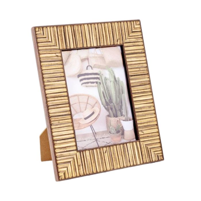 Cadre photo en bois 5 po x 7 po aspect roseau