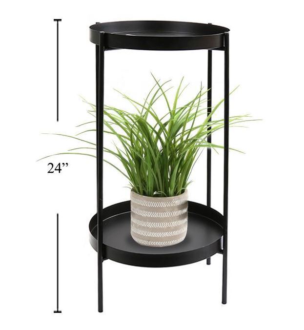 Table d'appoint ronde en métal à 2 tablettes 12 po x 24 po