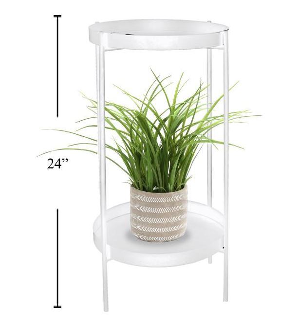 Table d'appoint ronde en métal à 2 tablettes 12 po x 24 po