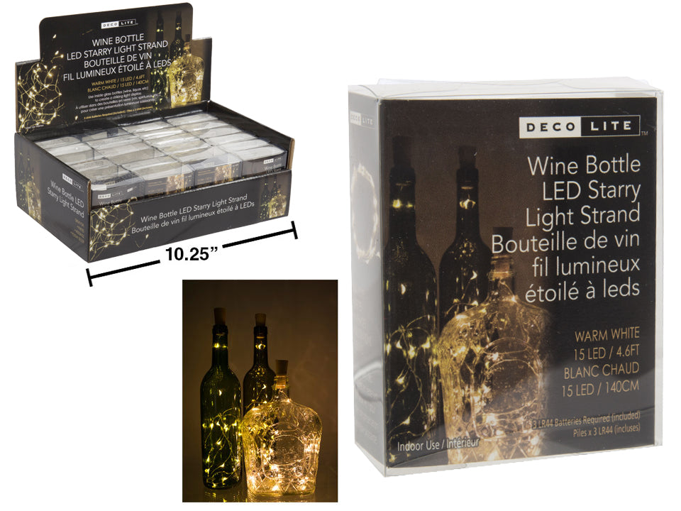 Jeu 15 lumières DEL étoile pour bouteille vin