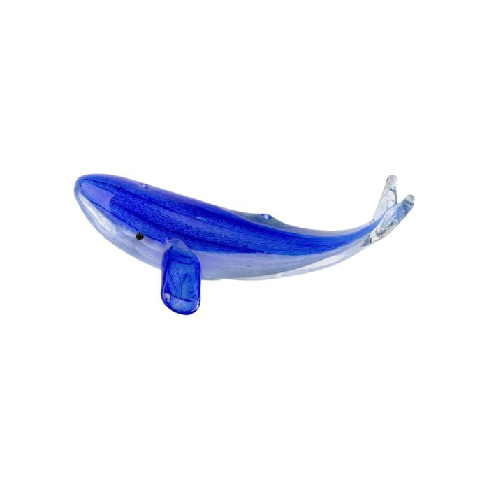 Presse-papier en verre soufflé 7,68 po x 4,7 po x 2,75 po baleine bleue