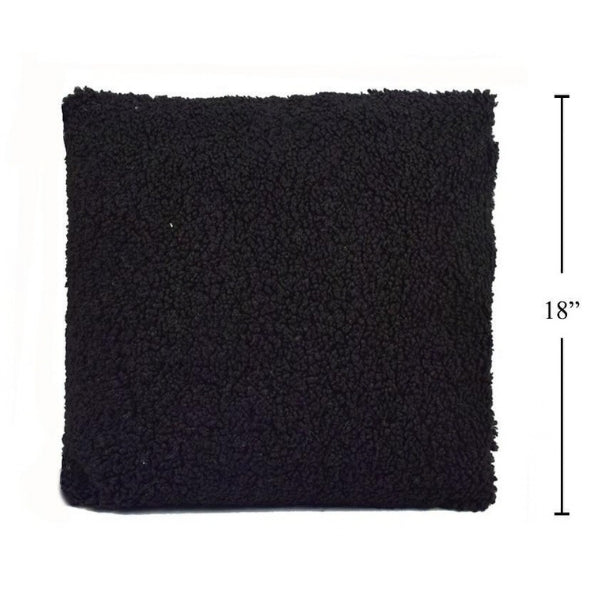 Coussin 18 po x 18 po en fausse fourrure noire