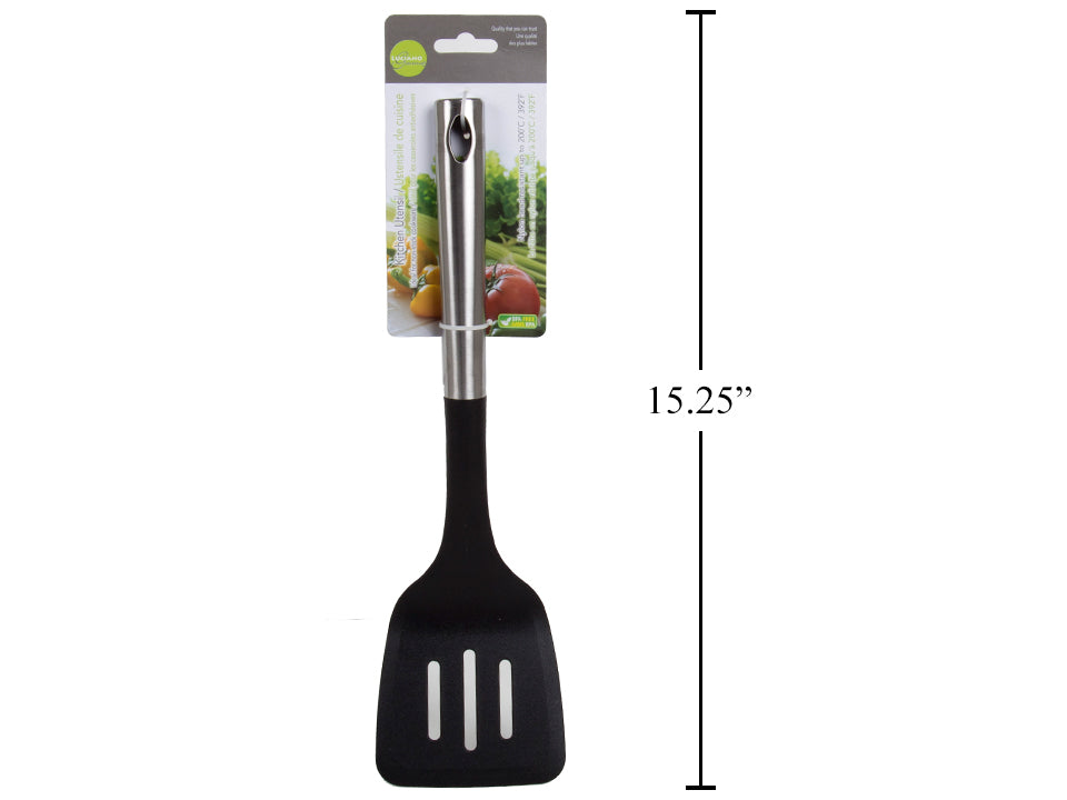 Spatule avec fente en nylon noir et inox 14 po Gourmet