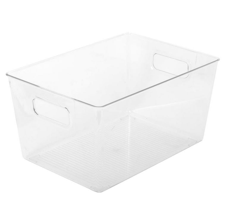 Bac en plastique clair avec poignées 11,5 po x 8 po x 6 po