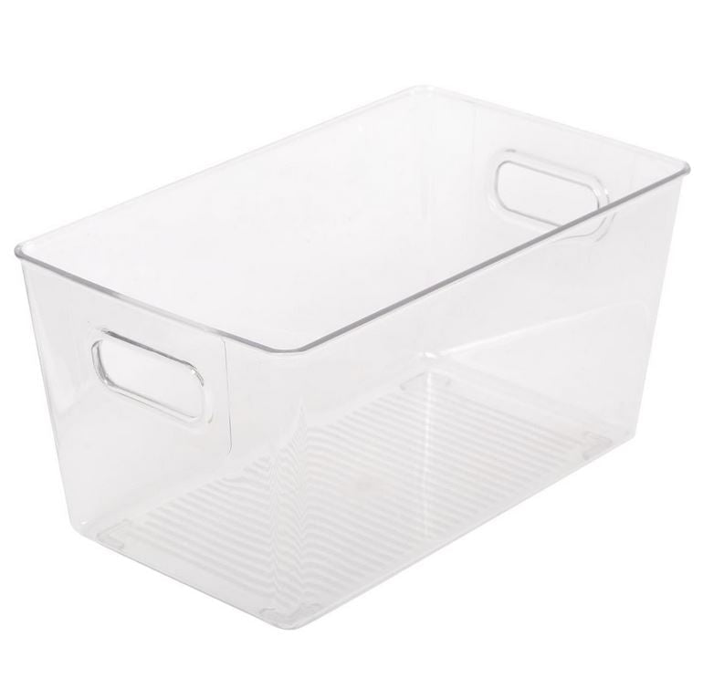 Bac en plastique clair avec poignées 10 po x 6 po x 5 po